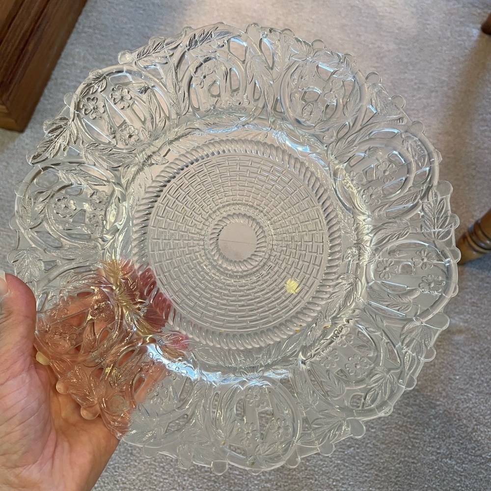 Vintage Clear Glass Decorative Serving Plate